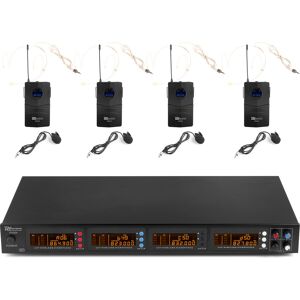 Power Dynamics PD504B Ensemble de 4 microphones sans fil UHF a 50 canaux avec 4 microphones de poche - Kits de microphones