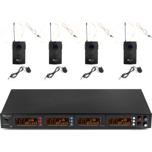 Power Dynamics PD504B Ensemble de 4 microphones sans fil UHF à 50 canaux avec 4 microphones de poche - Kits de microphones