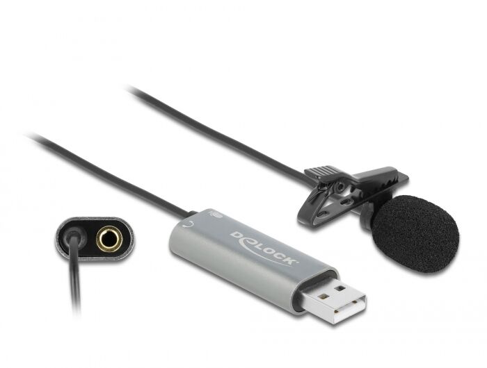 Delock Microfono Lavalier Omnidirezionale USB Jack 3.5" 24bit 192kHz...
