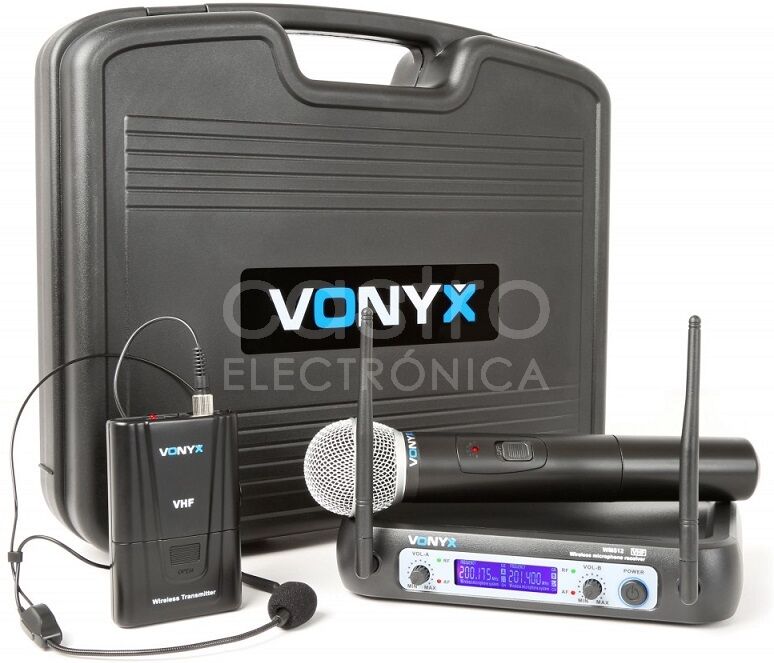 Vonyx Central 2 Microfones Vhf 2 Canais S/ Fios (mão E Cabeça) Wm512c - Vonyx