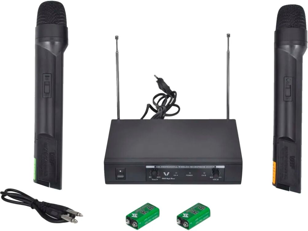 vidaXL Set VHF receiver cu 2 microfoane fără fir