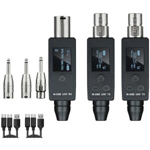 Yssevlon Wireless Microphone 2Pcs Transmitter UHF Receiver Plugged Into XLR Mic Wireless System Suitable for Dynamic 48V Mic Easy Install Easy to Use