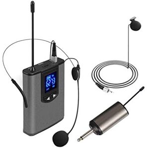 Lodokdre UHF Portable Wireless Headset/Lavalier Lapel Microphone with Bodypack Transmitter and Receiver 1/4 Inch Output, for Live Performances