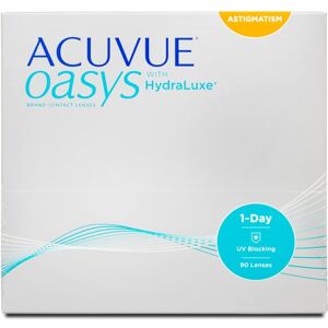 Johnson & Johnson Acuvue Oasys 1-Day for Astigmatism (90er Packung) Tageslinsen (0 dpt, Zyl. -0,75, Achse 20 ° & BC 8.5) mit UV-Schutz