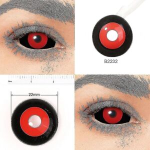 FMYSJ 22 mm røde og sorte Sclera-kontaktlinser Halloween-kontaktlinser med fuld øjne Tokyo Ghoul Skræmmende Cosplay-kontaktlinser Vampyrøjnelinser (FMY)