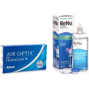 Air Optix Plus Hydraglyde (6 linser) + ReNu MultiPlus 360 ml med etui