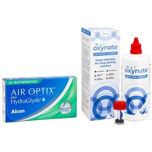 Air Optix Plus Hydraglyde for Astigmatism (3 linser) + Oxynate Peroxide 380 ml med etui