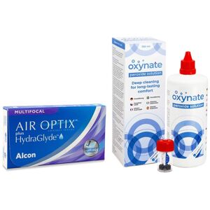 Air Optix Plus Hydraglyde Multifocal (3 linser) + Oxynate Peroxide 380 ml med etui