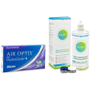 Air Optix Plus Hydraglyde Multifocal (3 linser) + Solunate Multi-Purpose 400 ml med etui