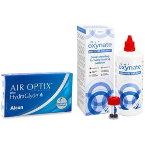 Air Optix Plus Hydraglyde (6 linser) + Oxynate Peroxide 380 ml med etui