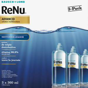 Bausch & Lomb Contactologie Renu Advanced Solution Multifonctions Nettoyage Avancé Lot de 3x360ml - Publicité