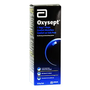 AMO Oxysept 1 étape système oxydant coffret solution 300ml + 30 comprimés (1 mois) - Publicité