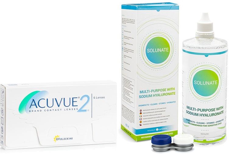 Acuvue contact lenses Acuvue 2 (6 lenses) + Solunate Multi-Purpose 400 ml with case