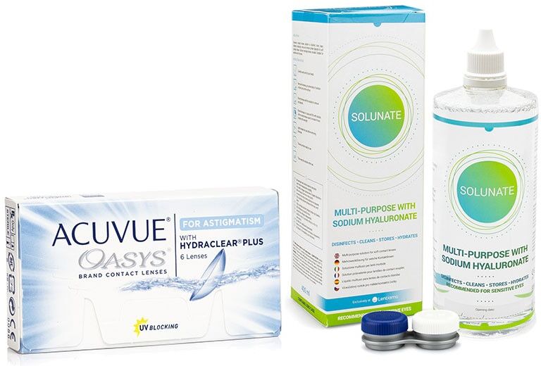 Acuvue contact lenses Acuvue Oasys for Astigmatism (6 lenses) + Solunate Multi-Purpose 400 ml with case