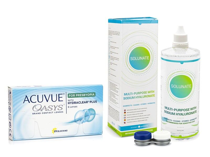 Acuvue contact lenses Acuvue Oasys for Presbyopia (6 lenses) + Solunate Multi-Purpose 400 ml with case