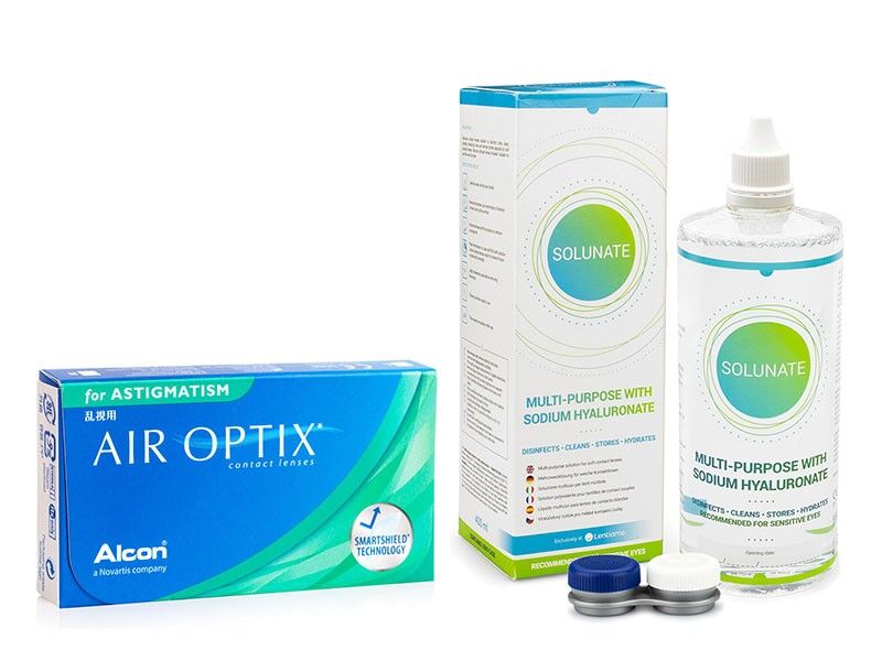Air Optix contact lenses Air Optix for Astigmatism (6 lenses) +Solunate Multi-Purpose 400 ml with case