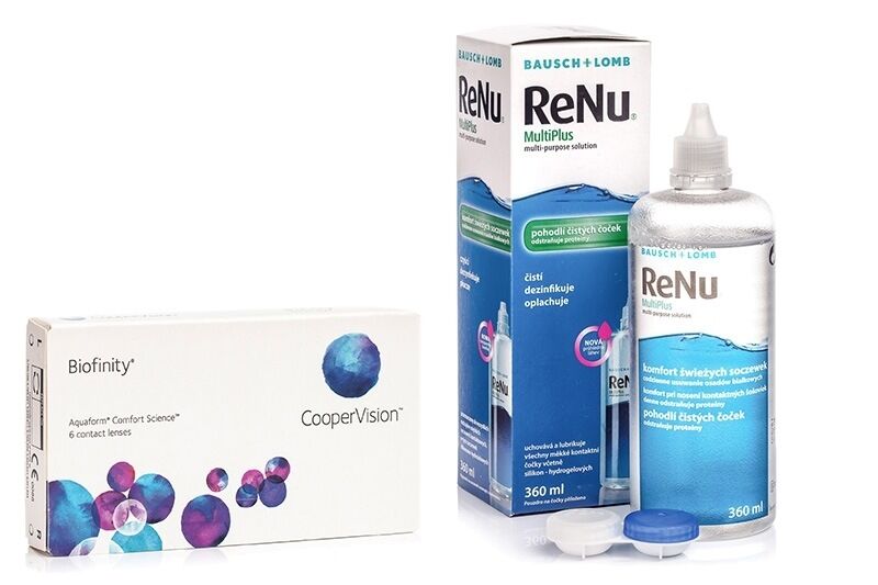 Biofinity contact lenses Biofinity CooperVision (6 lenses) + ReNu MultiPlus 360 ml with case