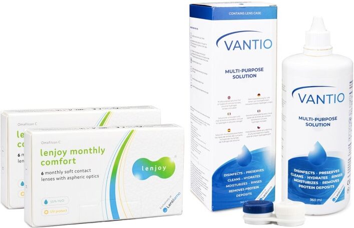 Lenjoy contact lenses Lenjoy Monthly Comfort (12 lenses) + Vantio Multi-Purpose 360 ml with case