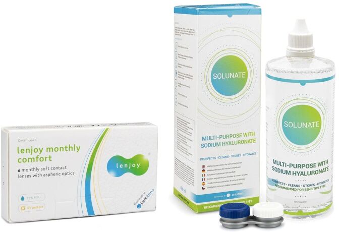 Lenjoy contact lenses Lenjoy Monthly Comfort (6 lenses) + Solunate Multi-Purpose 400 ml with case