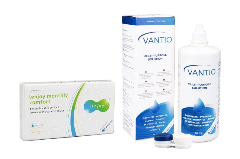 Lenjoy contact lenses Lenjoy Monthly Comfort (6 lenses) + Vantio Multi-Purpose 360 ml with case