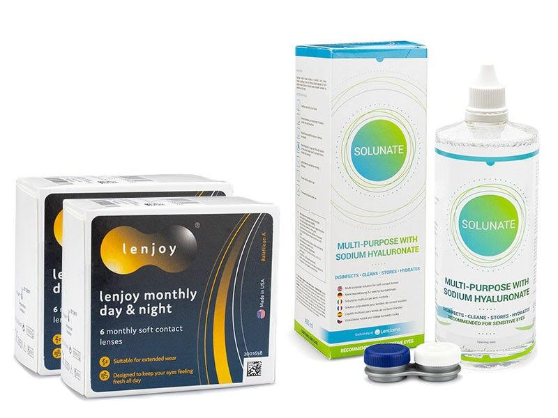Lenjoy contact lenses Lenjoy Monthly Day &amp; Night (12 lenses) + Solunate Multi-Purpose 400 ml with case