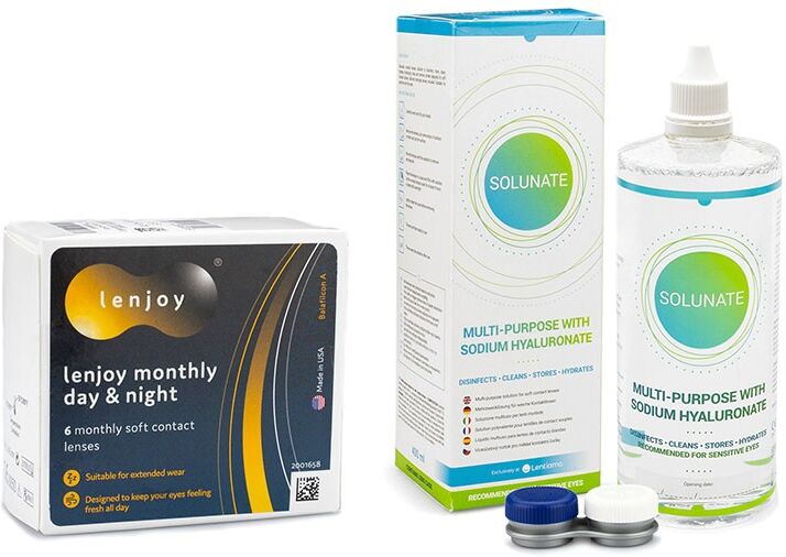 Lenjoy contact lenses Lenjoy Monthly Day &amp; Night (6 lenses) + Solunate Multi-Purpose 400 ml with case