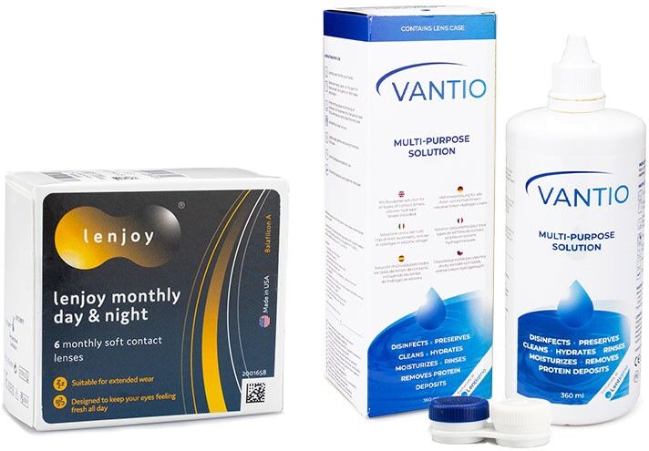 Lenjoy contact lenses Lenjoy Monthly Day &amp; Night (6 lenses) + Vantio Multi-Purpose 360 ml with case