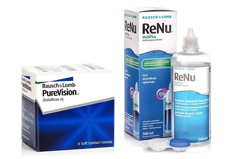PureVision contact lenses PureVision (6 lenses) + ReNu MultiPlus 360 ml with case