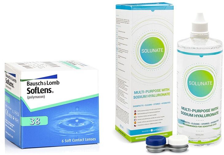 Soflens contact lenses SofLens 38 (6 lenses) + Solunate Multi-Purpose 400 ml with case