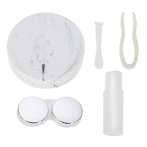 TMISHION Contactlenzenkoker, contactlenzenkoker met spiegel, eenvoudige opbergdoos voor contactlenzen, mini modieuze metgezelbox voor contactlenzen (wit)