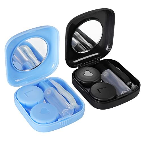 JIASI&JIESY 2 stuks contactlenzenhouder, contactlenzenaccessoires, draagbare contactlenzenhouder, contactlenzenhouder, contactlenzen reisset, voor thuis en op reis, zwart-blauw