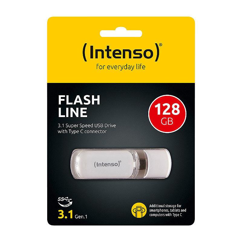 Intenso USB-C-Speicherstick Flash Line, 128 GB, Super Speed USB 3.1 Gen 1