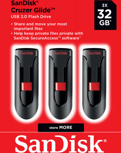 SanDisk - Cruzer Glide 32GB, 3er Pack