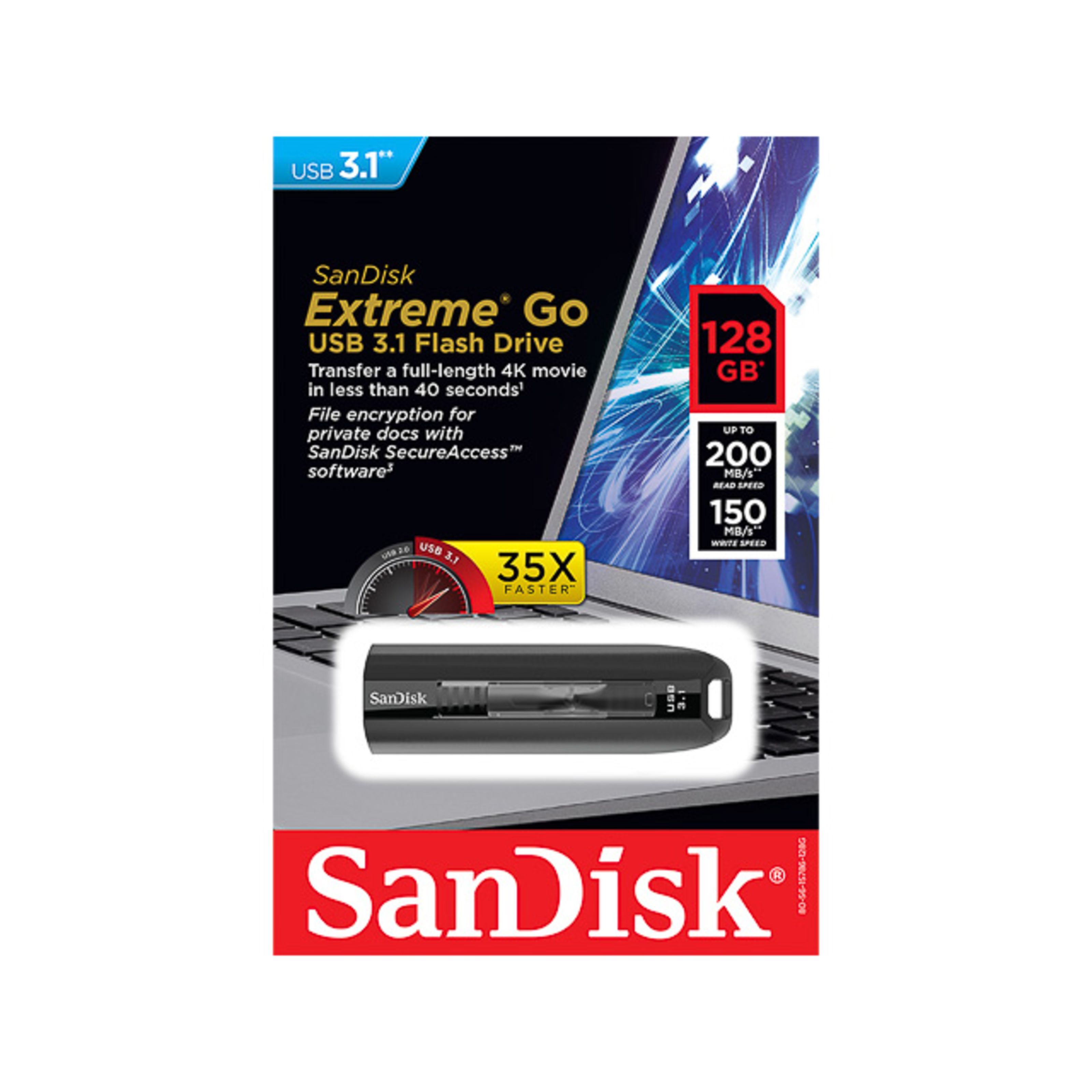 SanDisk - Cruzer Extreme Go USB 3.0 STICK 128GB