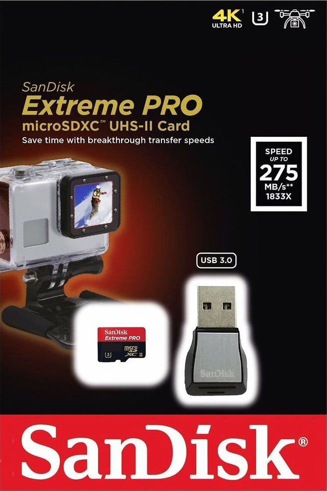 SanDisk Carte Micro SDXC Extreme Pro 128GB UHS-II + Lecteur USB 3.0