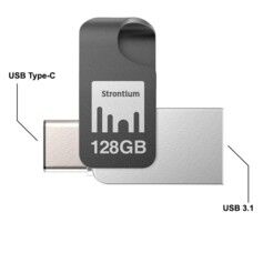 Strontium Clé USB Type-C OTG et USB 3.1 Nitro Plus - 128 Go