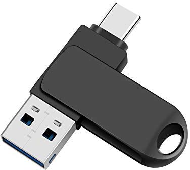 TPC-001 OTG USB-minne för Android-telefoner, 2-i-1 OTG-minne (USB 3.0/Typ-C), extern USB-minne för Android-telefoner/PC/Mac (256 GB, svart)