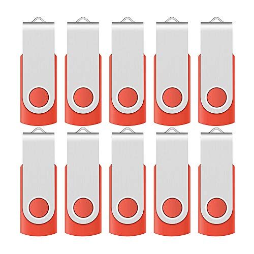 10-pack svängbar USB 2.0 8 GB flashminne minne vikbar lagring tumspak, med snoddar (2,0 8 GB, röd)