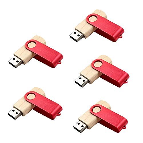 5-pack trä USB-minne minne USB 2.0/3.0 minnessticka med trä (2,5/64 GB)