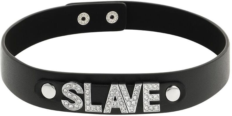 Coquette Gustowny Naszyjnik Choker z napisem "Slave" Coquette Czarny   100% ORYGINAŁ  DYSKRETNA PRZESYŁKA