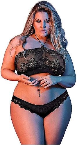 Magic Silk Halter Bandeau & Panty Set XXL (Black)