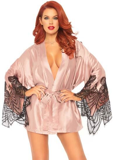 Leg Avenue Kimono mit Satin & Spitze (XL)