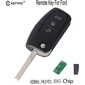 Keyyou 433 Mhz 4d63 Chip 3 Tasten Flip Fernbedienung Schlüssel Für Ford Focus Fiesta 2013 Fall Mit Hu101 Klinge