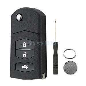 MediaTronixs 3 Button Flip Key Case for Mazda 2 3 5 6 RX-8 MX-5 Remote Fob Shell Replacement