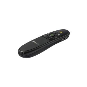 StarTech.com Wireless Presentation Remote with Green Laser Pointer - 90 ft. (27 m) - USB Presentation Clicker for Mac and Windows (PRESREMOTEG) - Fjernbetjening til præsentation - RF - sort