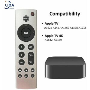 DAO Universal Erstatningsfjernbetjening Passer til Apple Tv Fjernbetjening 4k/ Hd A2169 A1842 A1625 A1427 A1469 A1378 A1218 Uden stemme [DB] For Apple TV