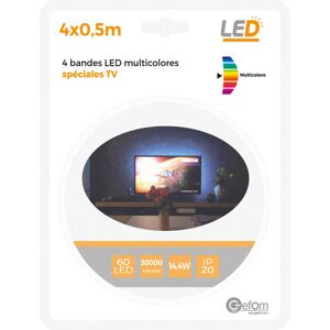 4 bandes led tv 2X50 cm Réglable avec télécommande prise usb 14,4W - Multicolore