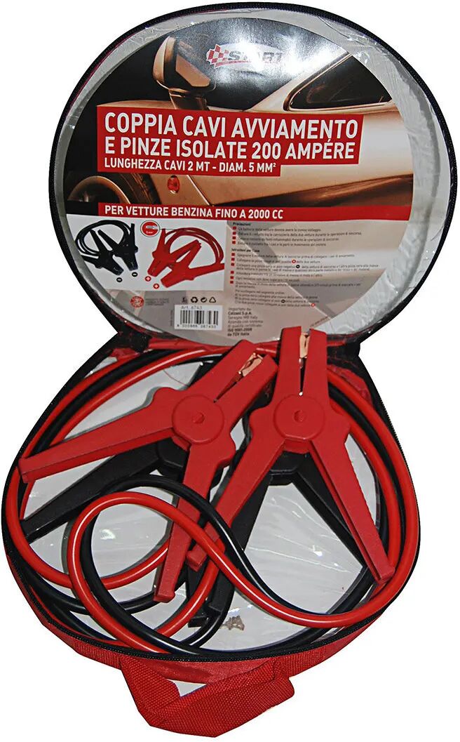 Cavi Batteria 200 Ah Lunghezza 2 M Sezione Cavo 5 Mm 2 Pinze Isolate In Abs