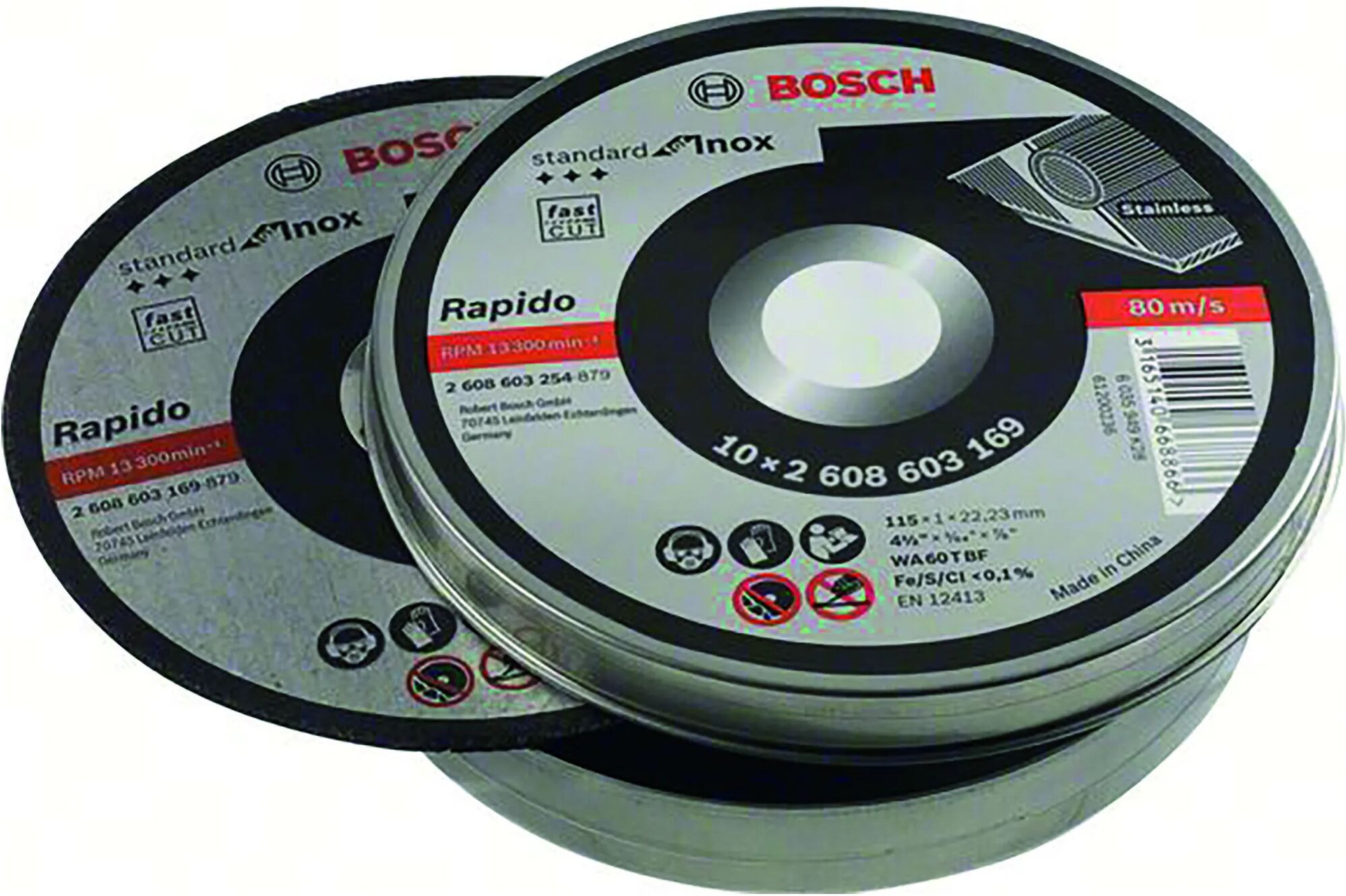 Bosch 10 Dischi Abrasivi 115 Mm  Spessore 1 Mm Taglio Ferro E Inox