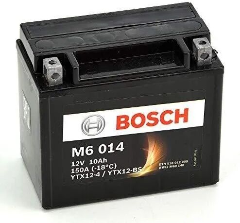 Bosch Batteria Moto 10 Ah  Sx M6014 Con Acido Predosato Ytx12-Bs 90 A Agm